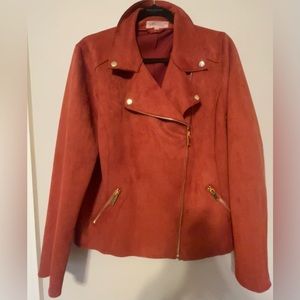 Philosophy Faux Leather Moto Jacket - Burnt Orange - Size XL